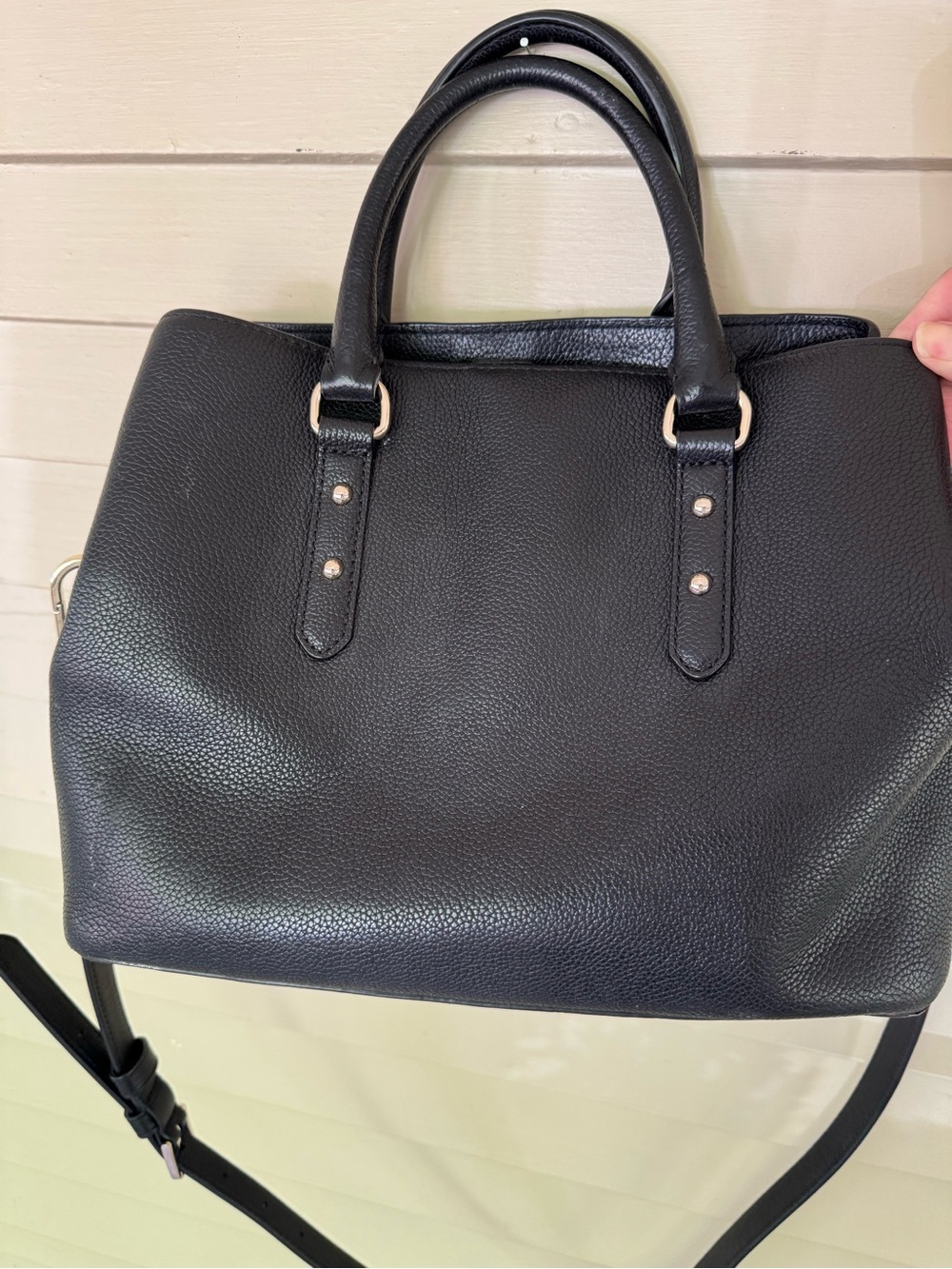 kate spade Black Pebbled Leather Tote with Gold Logo - Picture 4 of 9